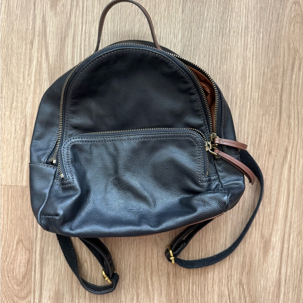 Fossil Cow Hide Leather Black/Brown Mini Backpack